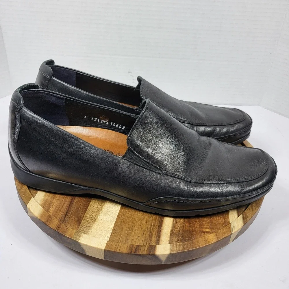 Mephisto Mens Black Genuine Leather Air-Jet Slip-On Loafers Comfort Shoes Size 9